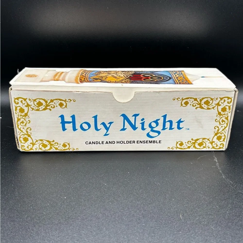 Holy Night Candle & Holder  Holy Bible Christmas 1978 New Old Stock Hong Kong